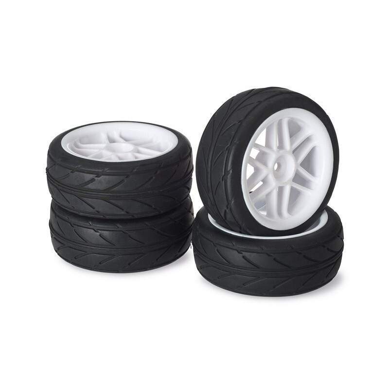 SET LLANTAS BLANCAS & NEUMATICOS PISTA 1/10 (4 unidades) ABSIMA 2510004 SET LLANTAS BLANCAS & NEUMATICOS PISTA 1/10 (4 unidades) ABSIMA 2510004