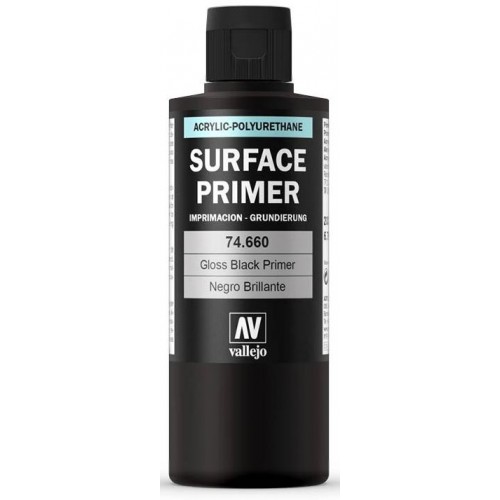 SURFACE PRIMER: NEGRO BRILLANTE (200 ml) - Acrylicos Vallejo 74660