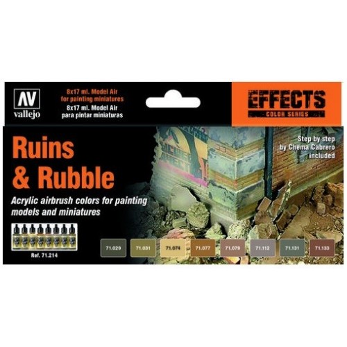 MODEL AIR SET: RUINS & RUBBLE (8 botes x 17 ml) - Acrylicos Vallejo 71214
