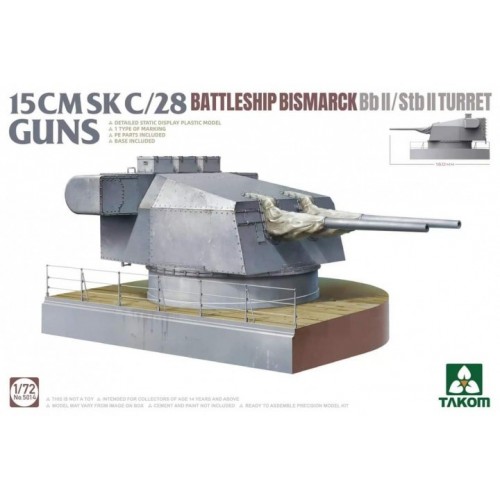 TORRE SK C/28 (150 mm) - ACORZADADO BISMARCK -Escala 1/72- Takom 5014