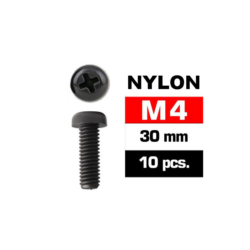 TORNILLO NYLON 4X30MM 10 UNIDADES CABEZA REDONDA ESTRELLA TORNILLO NYLON 4X30MM 10 UNIDADES CABEZA REDONDA ESTRELLA