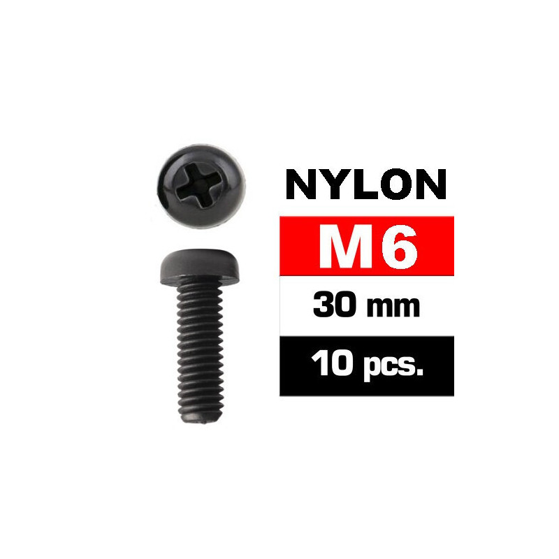 TORNILLO NYLON 6X30MM 10U CABEZA REDONDA ESTRELLA TORNILLO NYLON 6X30MM 10U CABEZA REDONDA ESTRELLA