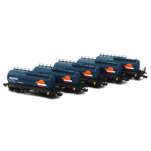 SET 5 VAGONES CISTERNA Zaes "Tren Fuel Repsol - Transfesa"- Epoca V/VI -Escala N / 1/160- MF Train N71020