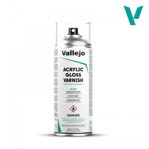 SPRAY ACRILICO BARNIZ BRILLO (400 ml) - Acrylicos Vallejo 28530