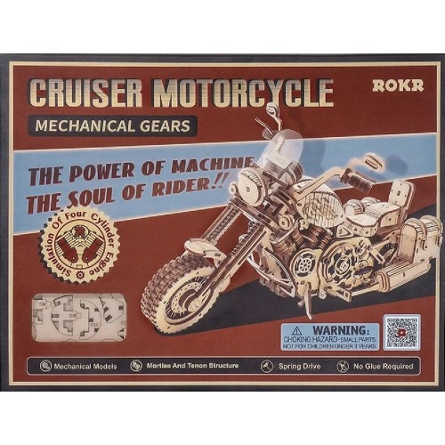 MOTOCICLETA CRUISER KIT 3D EN MADERA -420 piezas- ROBOTIME LK504