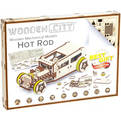 KIT MADERA MECHANICAL MODEL HOT ROD -141 piezas- Wooden City 339