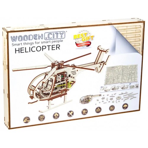 KIT MADERA MECHANICAL MODEL HELICOPTERO -194 piezas- Wooden City 344