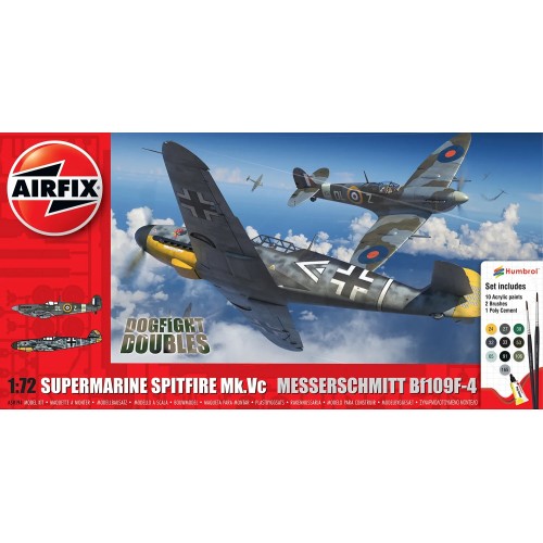 DOGFLIGHT DOUBLE: Supermarine Spitfire Mk.Vc vs Messerchmitt Bf-109 F-4 (Pegamento & pinturas) -Escala 1/72- Airfix A50194