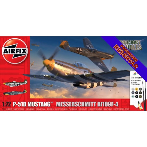 DOGFLIGHT DOUBLE: North American P-51D Mustang vs Messerschmitt Bf-109 F-4 (Pegamento & pinturas) -Escala 1/72- Airfix A50193