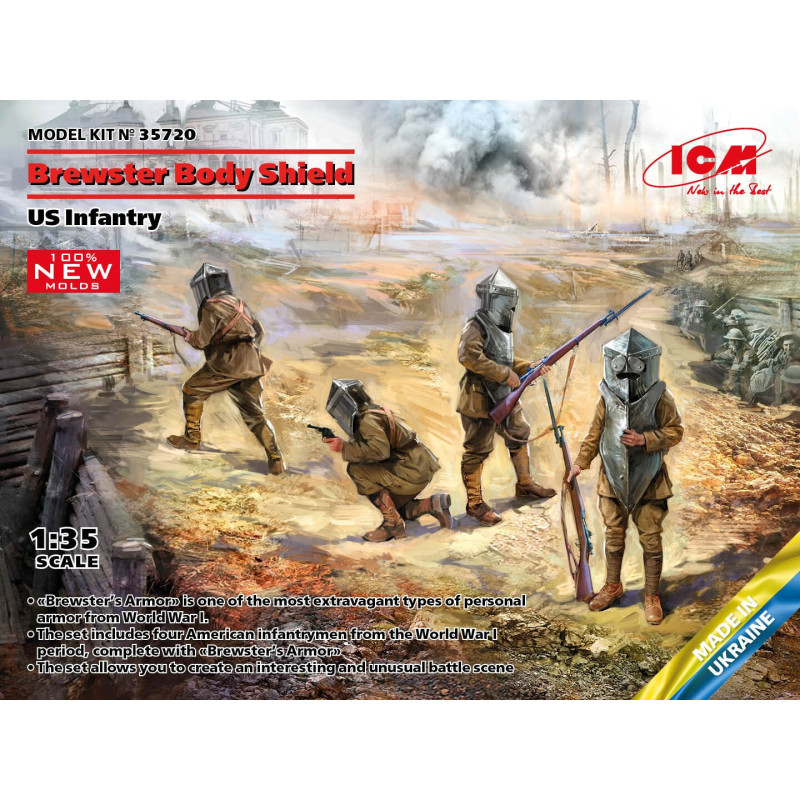 SOLDADOS U.S. ARMY CON ARMADURA (Primera Guerra Mundial) BREWSTER -Escala 1/35- ICM 35720 SOLDADOS U.S. ARMY CON ARMADURA (Primera Guerra Mundial) BREWSTER -Escala 1/35- ICM 35720