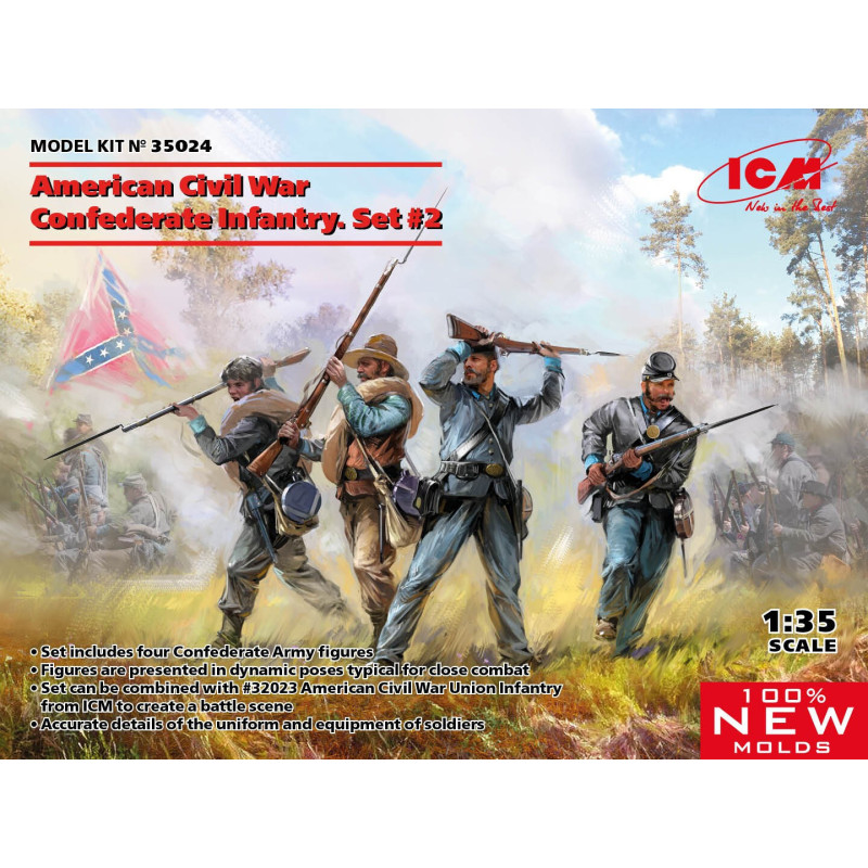 INFANTERIA CONFEDERADA SET 2 (Guerra Civil Americana) -Escala 1/35- ICM 35024 INFANTERIA CONFEDERADA SET 2 (Guerra Civil Americana) -Escala 1/35- ICM 35024