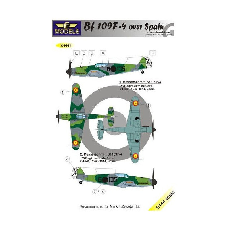 SET CALCAS MESSERSCHMITT Bf-109 F-4 (España) -1/144- LF Model C4441 SET CALCAS MESSERSCHMITT Bf-109 F-4 (España) -1/144- LF Model C4441