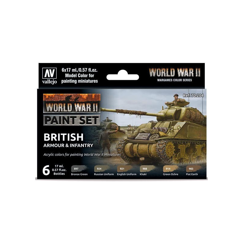 MODEL COLOR SET WWII BRITISH ARMOUR & INFANTRY (6 BOTES 17ml) MODEL COLOR SET WWII BRITISH ARMOUR & INFANTRY (6 BOTES 17ml)