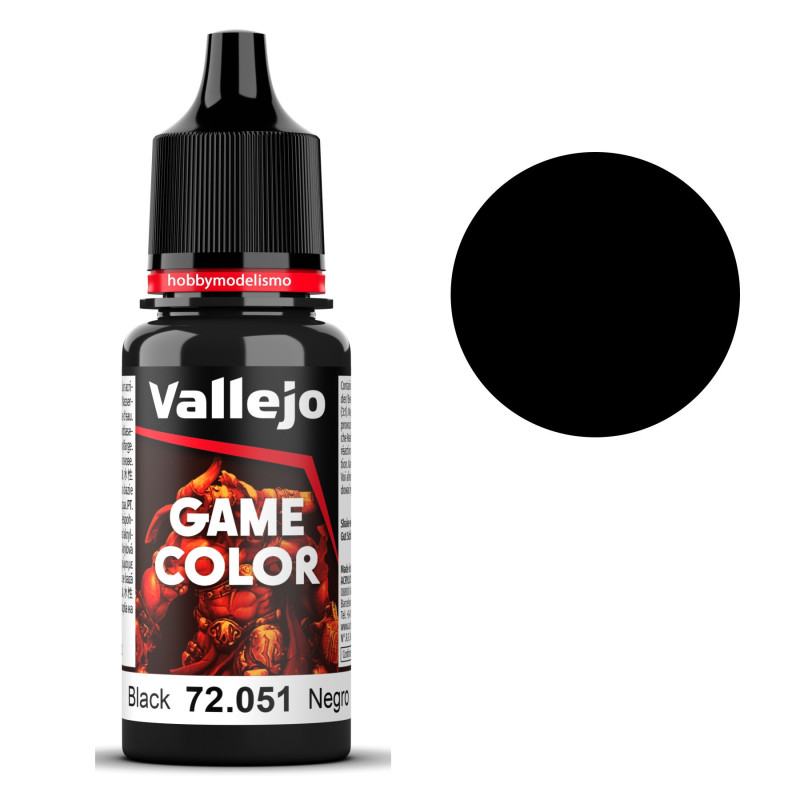 PINTURA ACRILICA NEGRO (18 ml)  - Acrilicos Vallejo 72051 PINTURA ACRILICA NEGRO (18 ml)  - Acrilicos Vallejo 72051