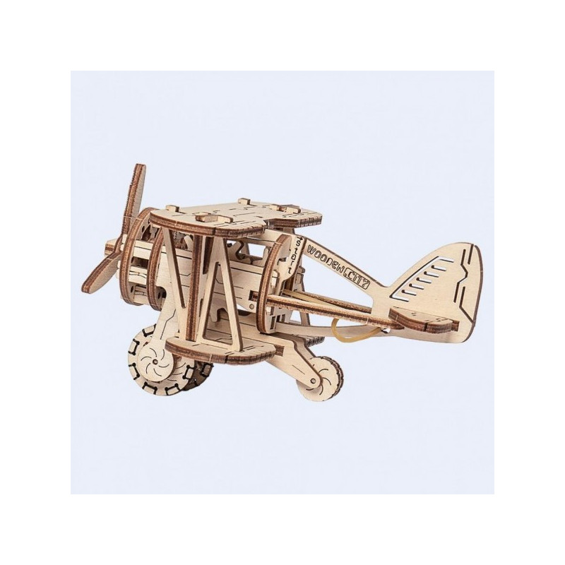 KIT MADERA MECHANICAL MODEL BIPLANO -63 piezas- Wooden City 304 KIT MADERA MECHANICAL MODEL BIPLANO -63 piezas- Wooden City 304