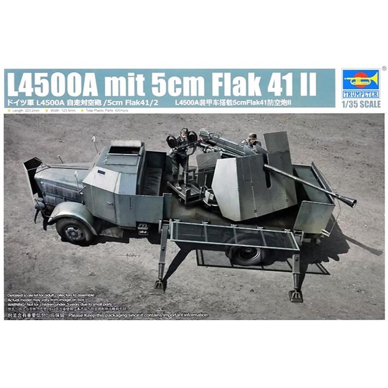 CAMION MERCEDES-BENZ L4500A & Flak 41/2 (50 mm) -Escala 1/35 -Trumpeter 09594