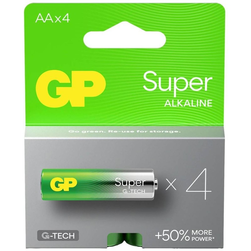 PACK PILA ALCALINA 1,5 V 4 unidades LR6 SUPER G-TECH - GP PACK PILA ALCALINA 1,5 V 4 unidades LR6 SUPER G-TECH - GP