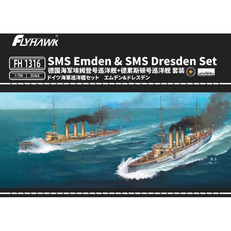 CRUCEROS SMS EMDEN & SMS DRESDEN -Escala 1/700- FlyHawk FH1316 CRUCEROS SMS EMDEN & SMS DRESDEN -Escala 1/700- FlyHawk FH1316
