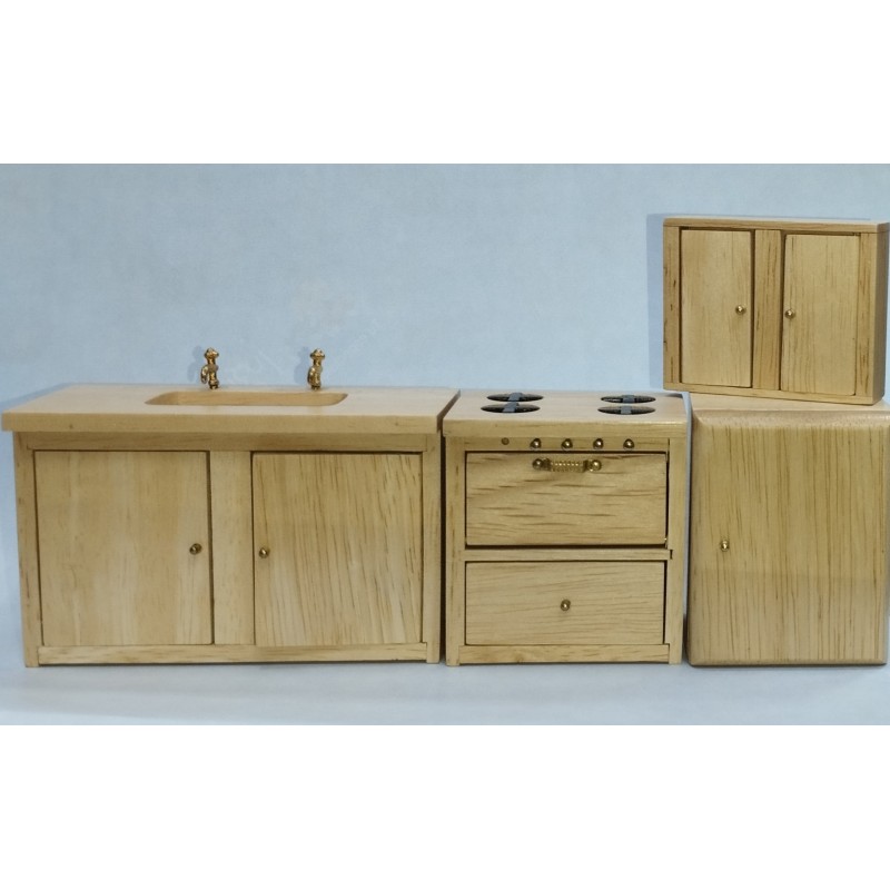 CONJUNTO COCINA MADERA (4 piezas) -Escala 1/12 CONJUNTO COCINA MADERA (4 piezas) -Escala 1/12
