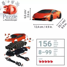PUZZLE 3D 156 PZAS LAMBORGHINI HURACAN EVO NARANJA - RAVENSBURGER 11571