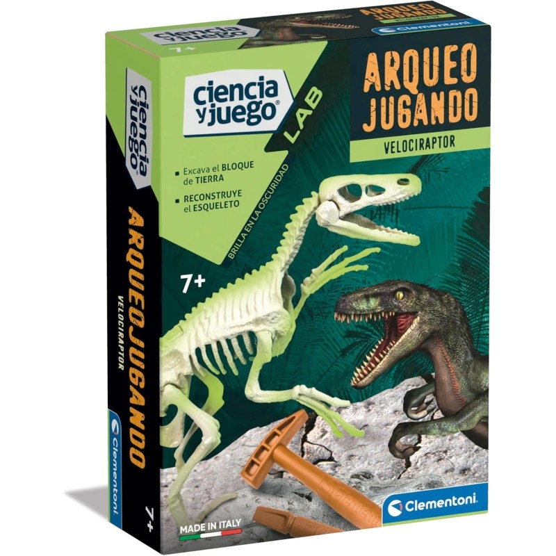 Arqueojugando: VELOCIRAPTOR FLUOR - Clementoni 55539 Arqueojugando: VELOCIRAPTOR FLUOR - Clementoni 55539