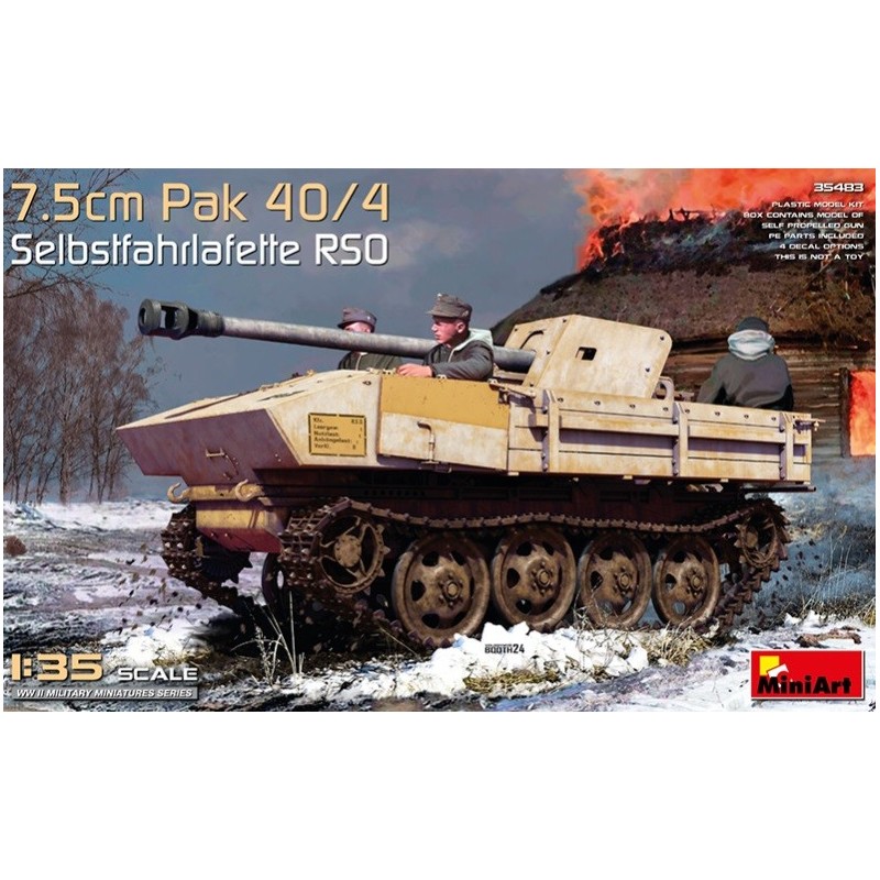 TRACTOR RSO Selbstfahrlafette & CAÑON Pak 40/4 (75 mm) -Escala 1/35- MiniArt 35483