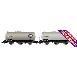 SET 2 VAGONES CISTERNA (3 ejes) SNCF - "ESSO" (Plata) Epoca III -Escala h0 / 1/87- Jouef HJ6294
