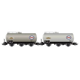 SET 2 VAGONES CISTERNA (3 ejes) SNCF - "ESSO" (Plata) Epoca III -Escala h0 / 1/87- Jouef HJ6294