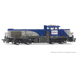 LOCOMOTORA DIESEL VOSSLOH DE18 "EUROPORTE" (Plata/ Azul) Epoca VI (Digital / Sonido) -Escala h0 / 1/87- Jouef HJ2471S