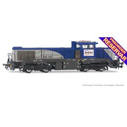 LOCOMOTORA DIESEL - ELECTRICA VOSSLOH DE18 "EUROPORTE" (Plata/ Azul) Epoca VI -Escala h0 / 1/87- Jouef HJ2471