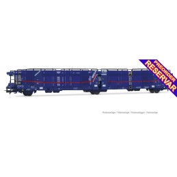 VAGON PORTACOCHES TRANSFESA / Hispanauto, (3 ejes) "Mega Car Carrier" (Azul) Epoca VI -Escala h0 / 1/87- Jouef HJ6316