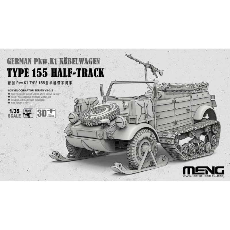 VEHICULO TODOTERRENO Pkw.K1s Type 155 (Semioruga) Kubelwagen -Escala 1/35- MENG Model VS-018