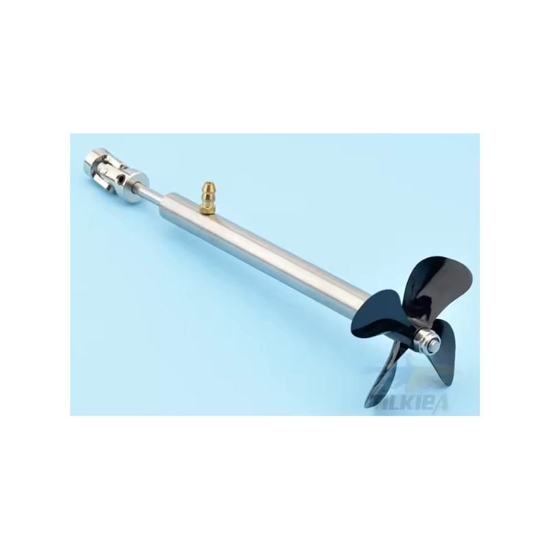 EJE DE BARCO L15cm 015-4x3.18mm CON BOUILLA DE ENGRASE + HELICE 4 ASPAS D50mm + UNION CARDAN