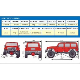 COCHE CRAWLER ADVENTURE RGT 1/16 ROJO RGT136161R