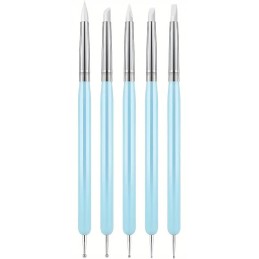 SET  DE 5 PINCELES DE SILICONA CON BOLA DE METAL - HMT013