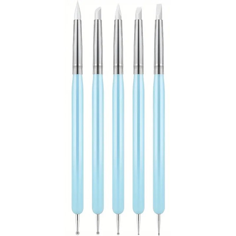 SET  DE 5 PINCELES DE SILICONA CON BOLA DE METAL - HMT013