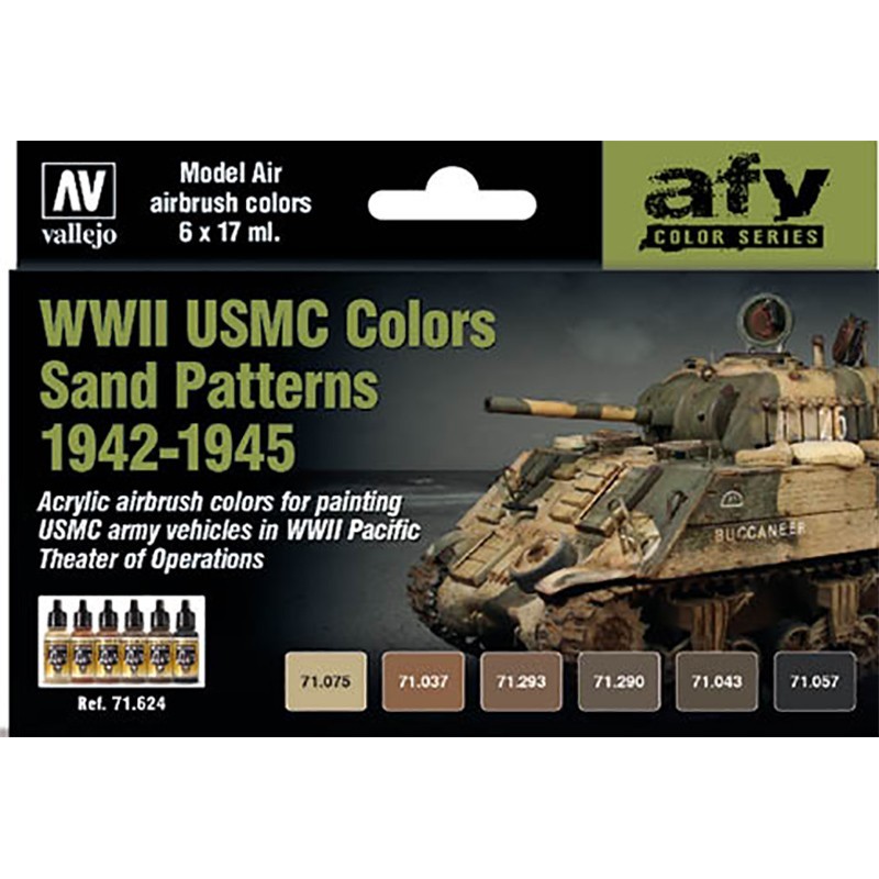 MODEL AIR SET : WWII USMC COLORS SAND PATTERNS 1942-1945 6 BOTES 17 ml