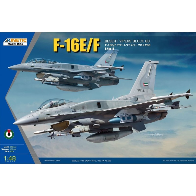GENERAL DYNAMICS F-16 E/F Fighting Falcon (Block 60) "Desert Vipers" -Escala 1/48- Kinetic K48136