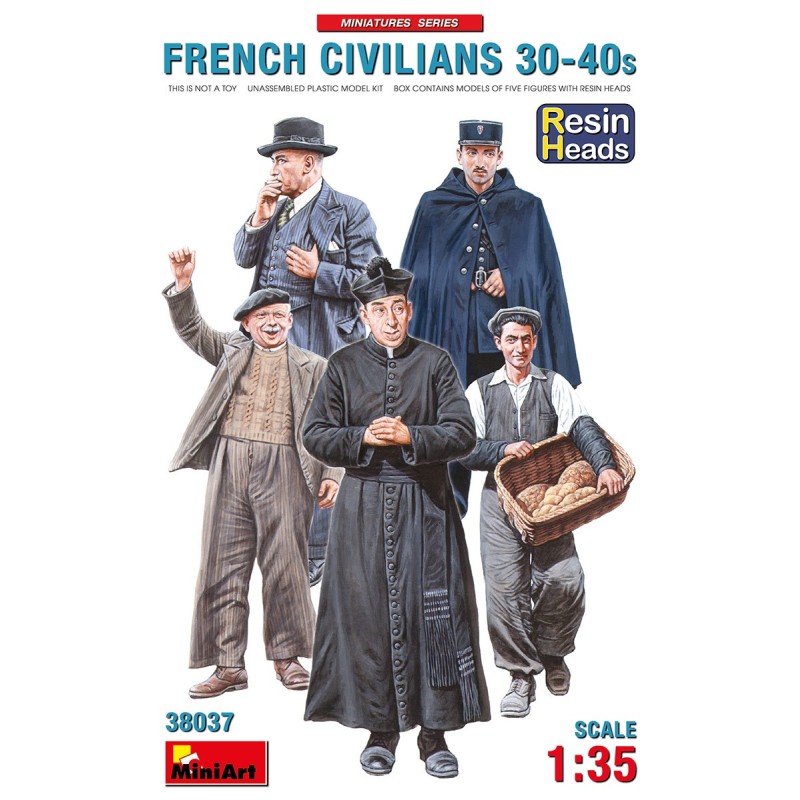 CIVILES FRANCESES AÑOS 30 / 40 (Cabezas Resina) -Escala 1/35- MiniArt 38037
