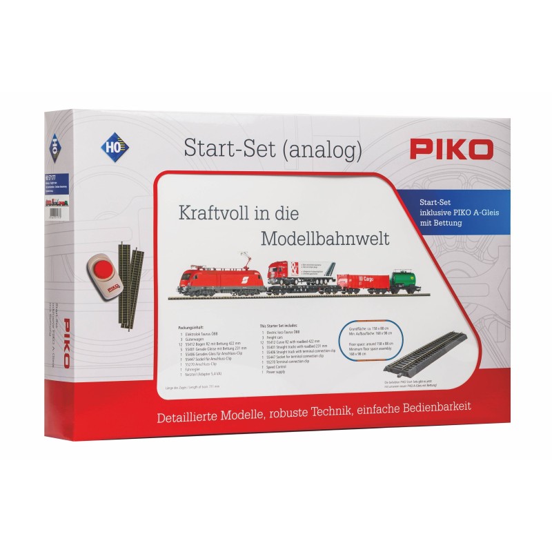 EQUIPO INICIACION TREN MERCANCIAS CON LOCOMOTORA TAURUS OBB -Escala h0/1/87- Piko 57177