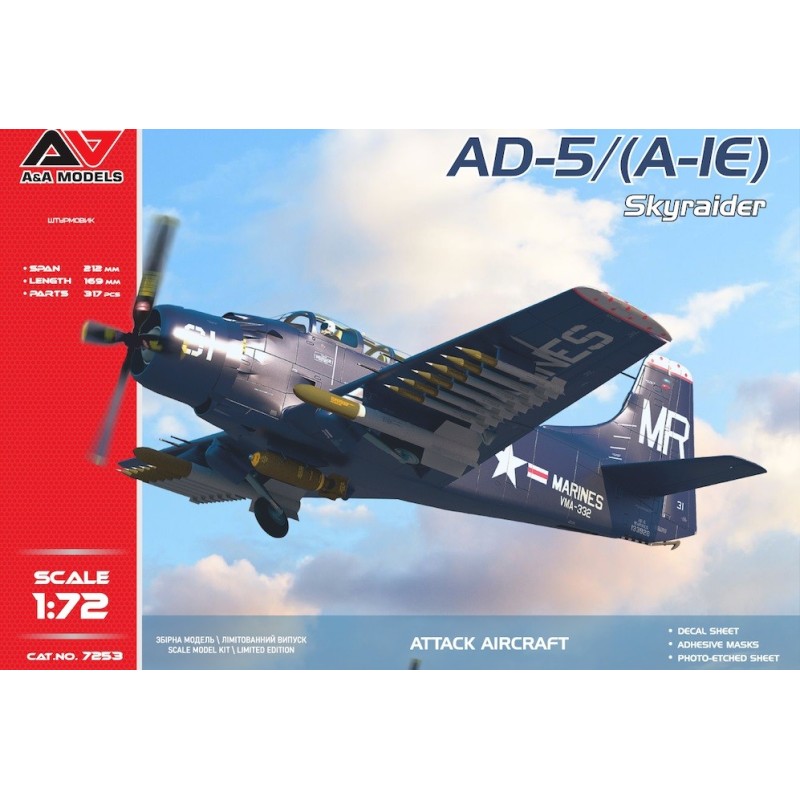 DOUGLAS A-1 E SkyRaider -Escala 1/72- A&A Models 7253