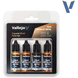 SET Vallejo True Metallic Metal ORO IMPERIAL (4 x 18ml) - Acrilicos Vallejo 77252
