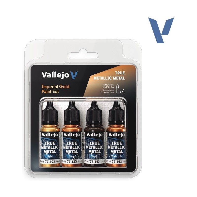 SET Vallejo True Metallic Metal ORO IMPERIAL (4 x 18ml) - Acrilicos Vallejo 77252