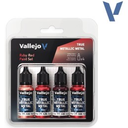 SET Vallejo True Metallic Metal ROJO RUBI (4 x 18ml) - Acrilicos Vallejo 77254