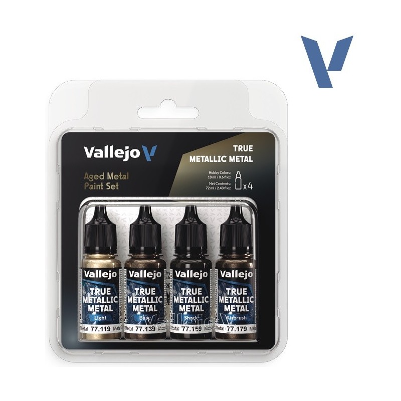 SET Vallejo True Metallic Metal METAL ENVEJECIDO (4 x 18ml) - Acrilicos Vallejo 77258