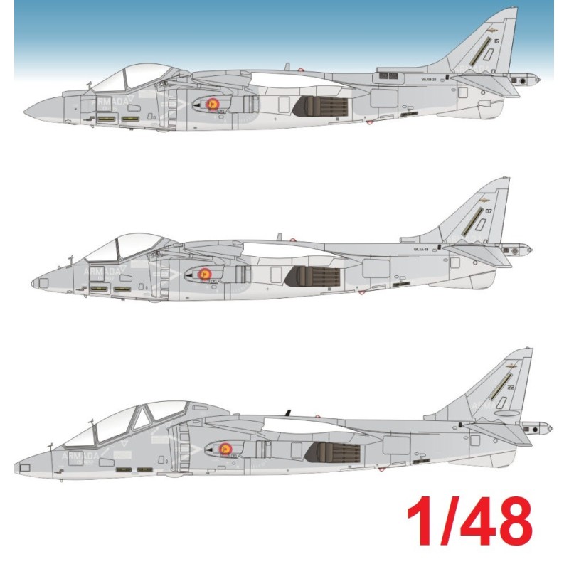 CALCAS HARRIER AV-8B Y TAV PLUS MATADOR ESCALA 1/48 CALCAS HARRIER AV-8B Y TAV PLUS MATADOR ESCALA 1/48
