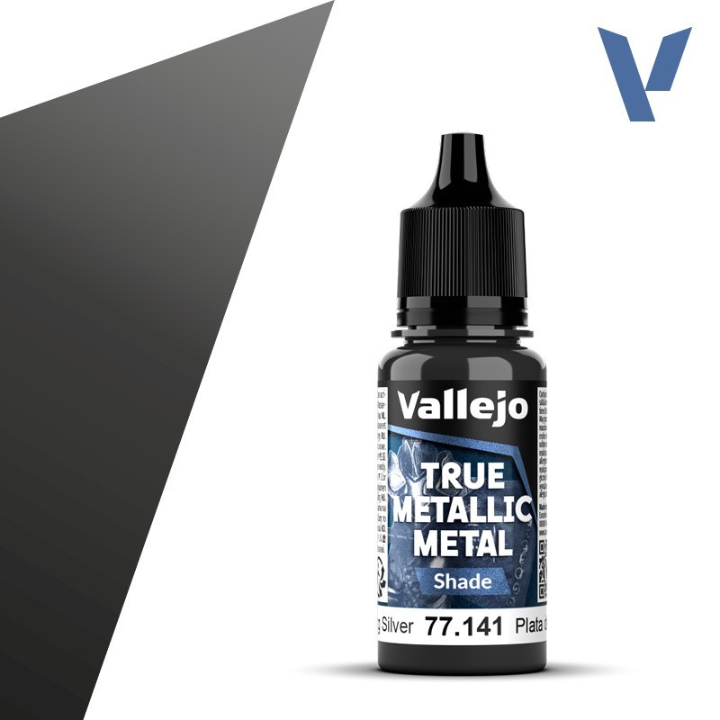 Vallejo True Metallic Metal 141 SOMBRA PLATA DE LEY (18ml) - Acrilicos Vallejo 77141