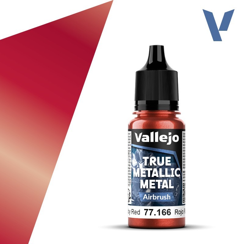 Vallejo True Metallic Metal 166 AEROGRAFO ROJO RUBI (18ml) - Acrilicos Vallejo 77166