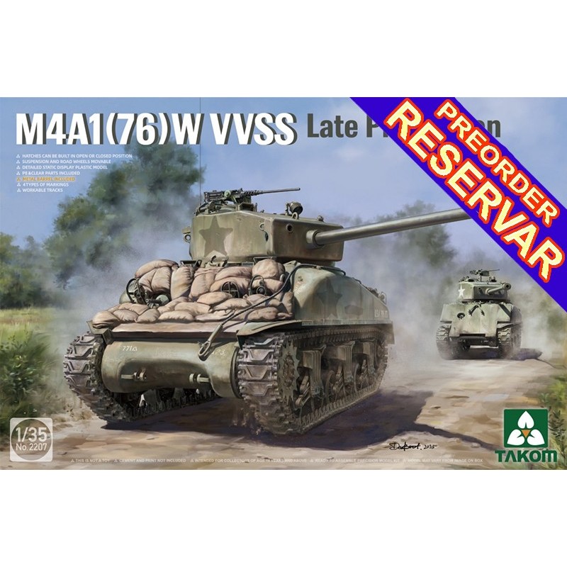 CARRO DE COMBATE M-4 A1 76 mm (W) SHERMAN VVSS -Escala 1/35- Takom 2207