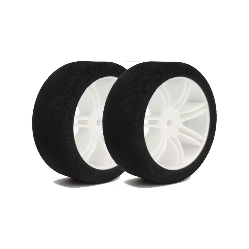 PAR RUEDAS TRASERAS ESPUMA 1/10 LLANTAS BLANCAS (35) 005-0032